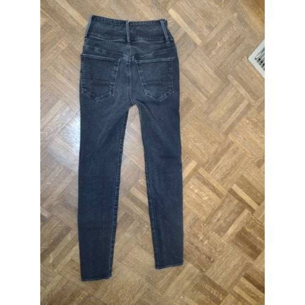 American Eagle Size 00 Super Hi Rise Jegging Jeans Charcoal Gray - Picture 2 of 6